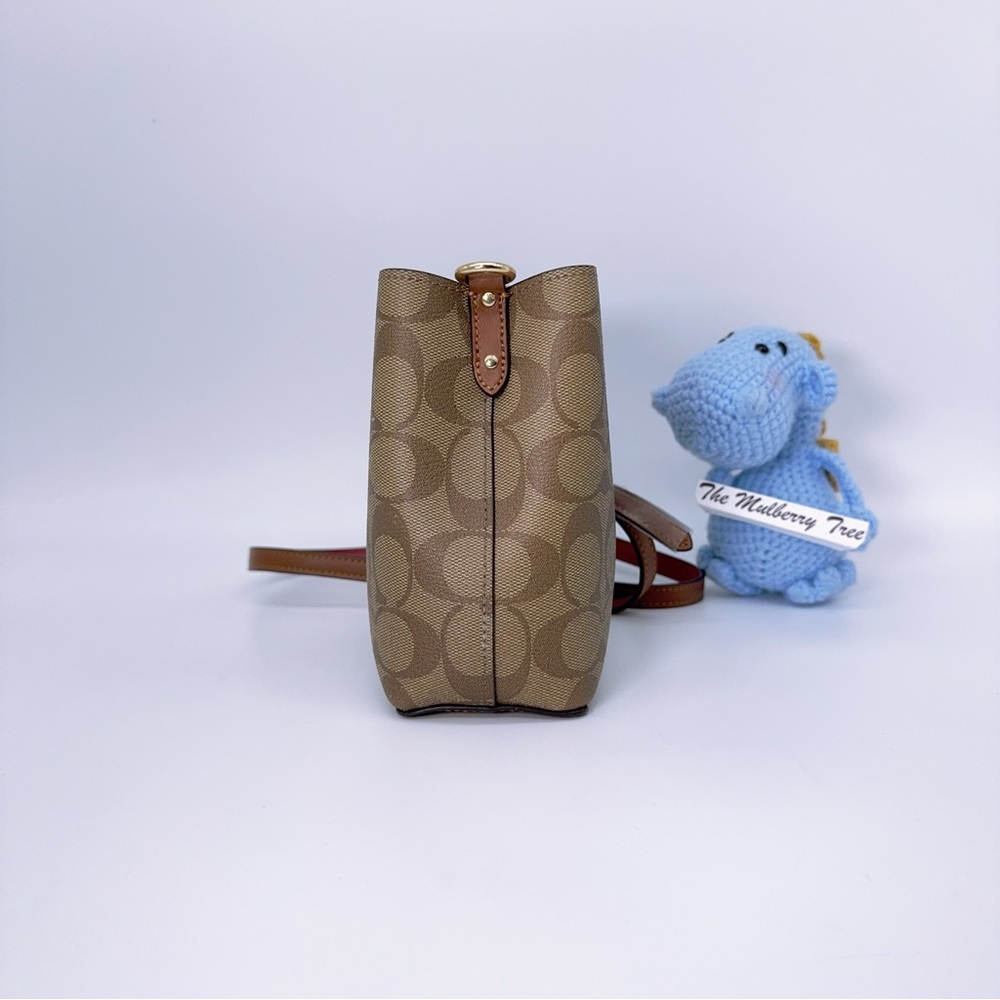 Coach C6835 Mini Town Bucket Bag Signature Canvas w/ Radial Rainbow Khaki $298 - Picture 3 of 11